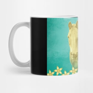 Golden ghost horse on teal Mug